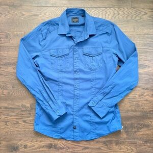 7 Diamond Classic Blue Collared Button Down Long Sleeve Dress Shirt Men’s Large